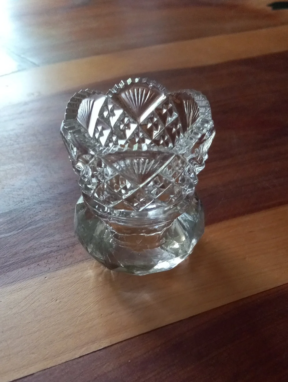 Cut Glass Toothpick Holder - Clear Pressed Glass